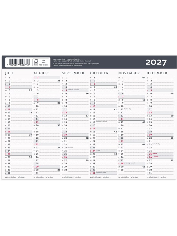 Mayland Kontorkalender Moderne A5 2027