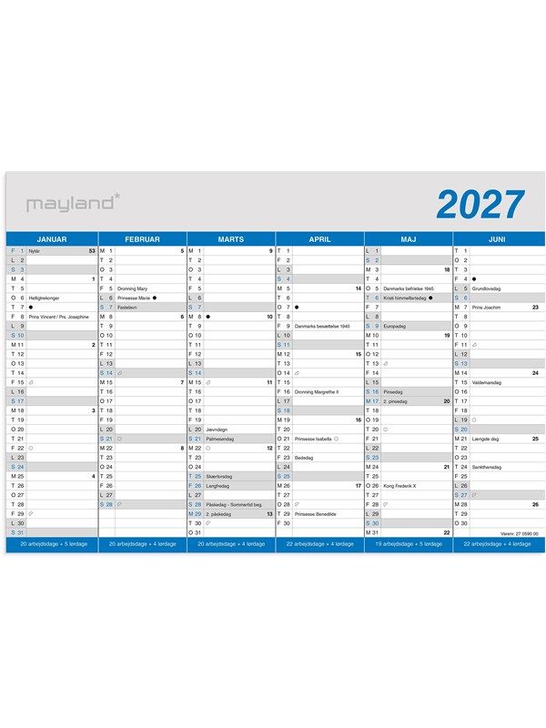 Mayland Kontorkalender Klassisk A4 2027