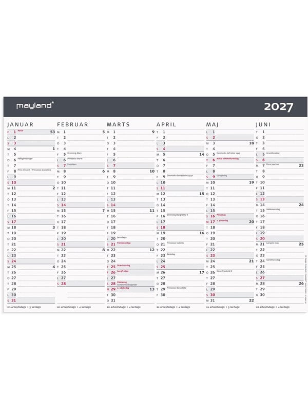Mayland Kontorkalender Moderne A4 2027