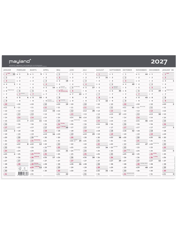 Mayland Kontorkalender Moderne A3 1x13 mdr. 2027