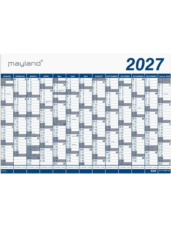 Mayland Kæmpekalender 1x13 mdr. PP-plast 2027 (i plastpose)