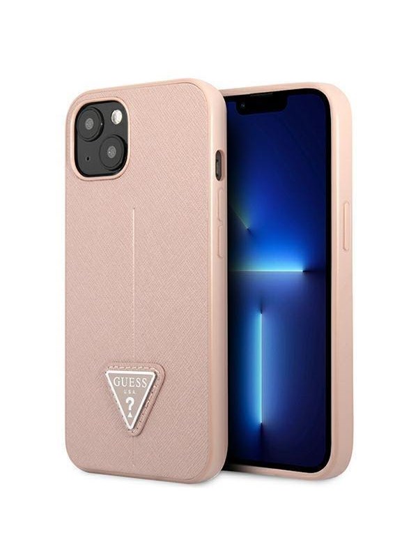 GUESS GUHCP13SPSATLP iPhone 13 mini 5.4" pink/pink hardcase SaffianoTriangle Logo