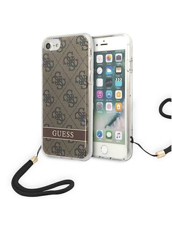 GUESS GUOHCI8H4STW iPhone SE 2022 / SE 2020 / 7/ 8 brown/brown hardcase 4G Print Strap