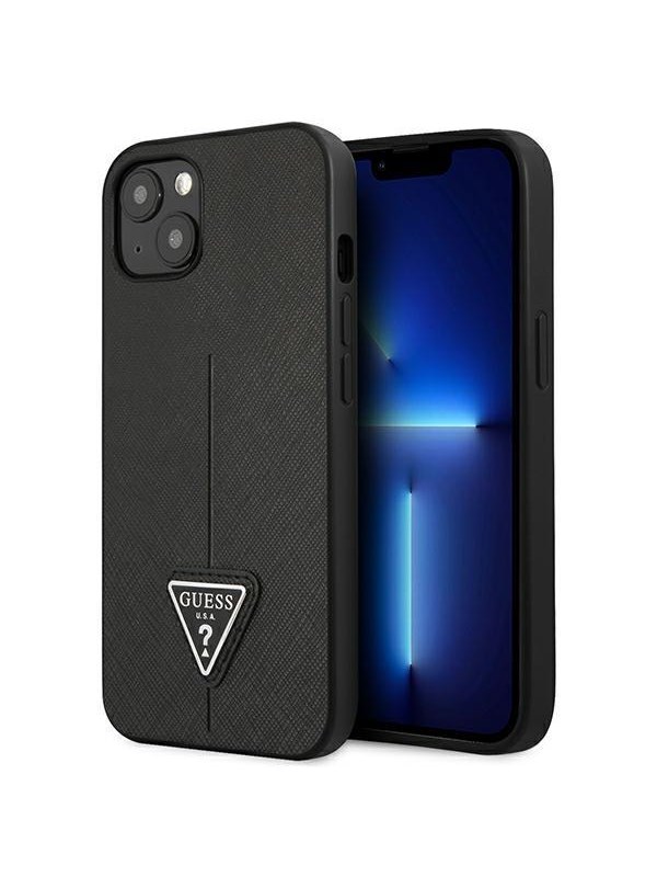 GUESS GUHCP13SPSATLK iPhone 13 mini 5.4 "black / black hardcase SaffianoTriangle Logo