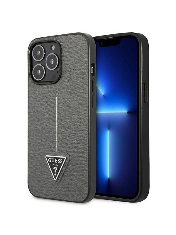 GUESS GUHCP14LPSATLG iPhone 14 Pro 6.1 "silver / silver hardcase SaffianoTriangle Logo