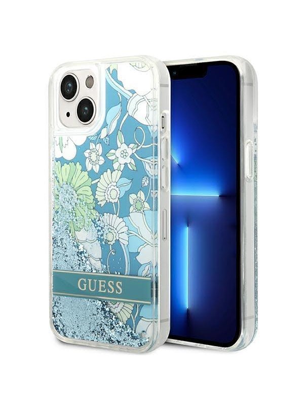 GUESS GUHCP14MLFLSN iPhone 14 Plus 6.7 "green / green hardcase Flower Liquid Glitter