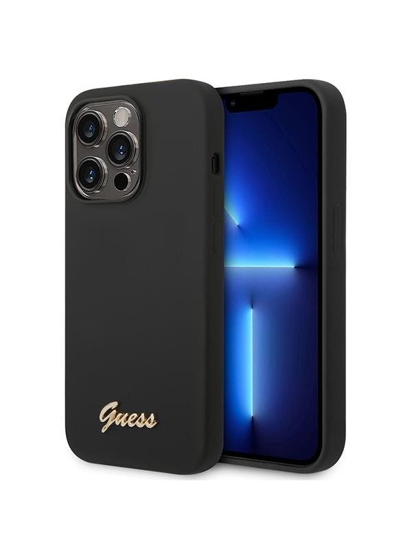 GUESS GUHCP14XSLSMK iPhone 14 Pro Max 6.7" black/black hard case Silicone Vintage Gold Logo