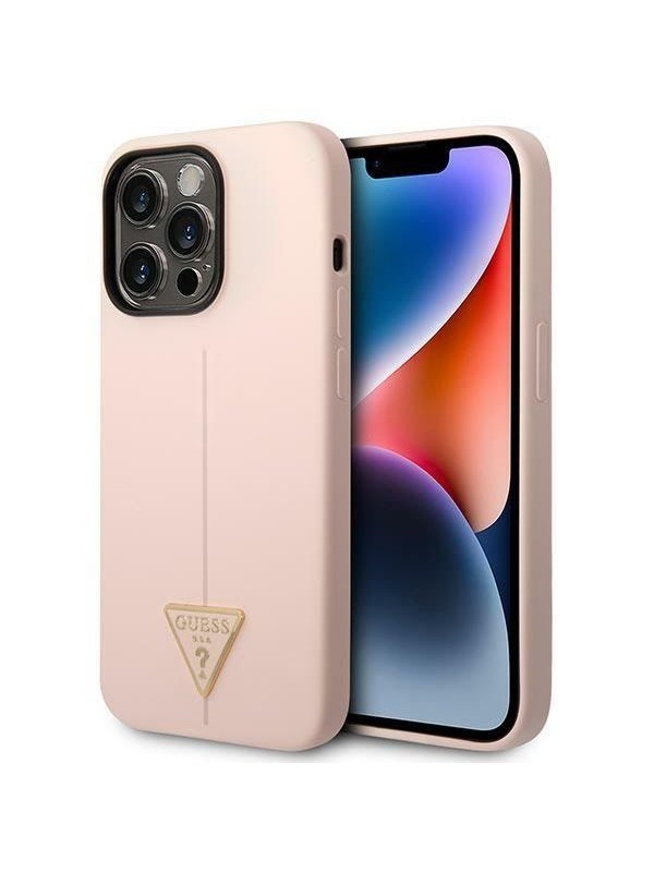 GUESS GUHCP14XSLTGP iPhone 14 Pro Max 6.7" pink/pink hardcase Silicone Triangle