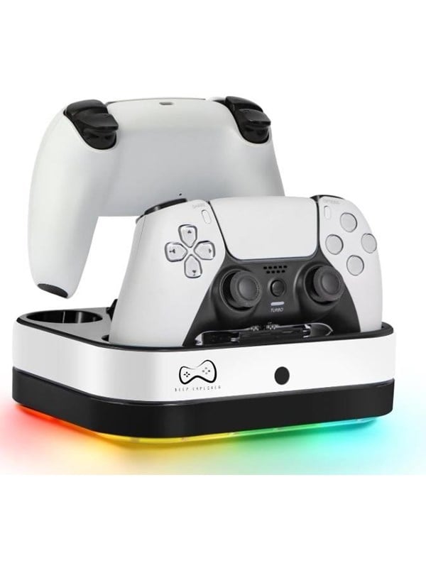 Deep Explorer Dubbel laadstation met RGB-ledverlichting voor DualSense en PlayStation Portal. - Oplader - Sony PlayStation 5