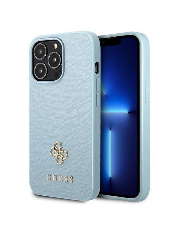 GUESS Saffiano 4G Small Metal Logo Case for iPhone 13 Pro / 13 - Blue