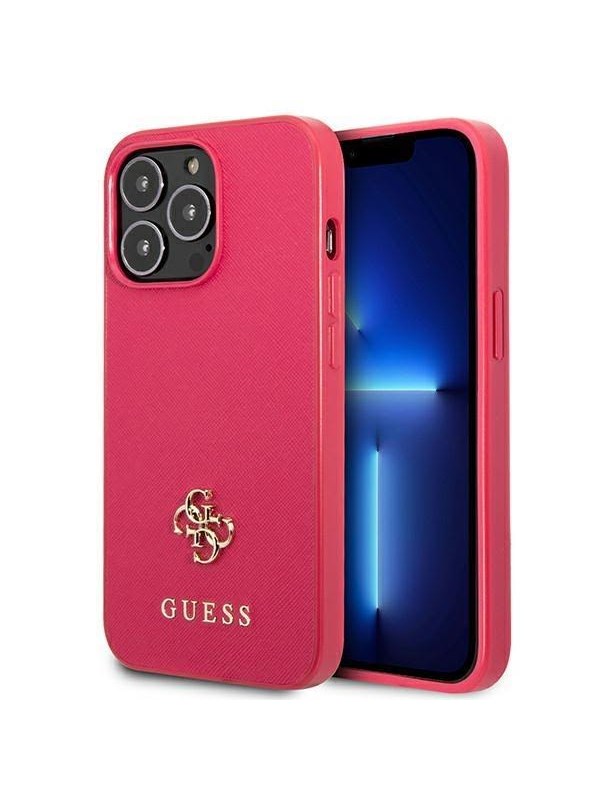GUESS Saffiano 4G Small Metal Logo case for iPhone 13 Pro / 13 - pink