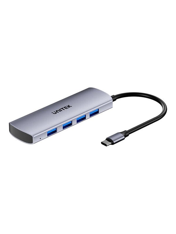 Unitek uHUB Q4 H1112E - hub - 4-in-1 10 Gbps USB-C with USB-A - 4 ports USB hub - 4 - USB 3.2 - Grijs
