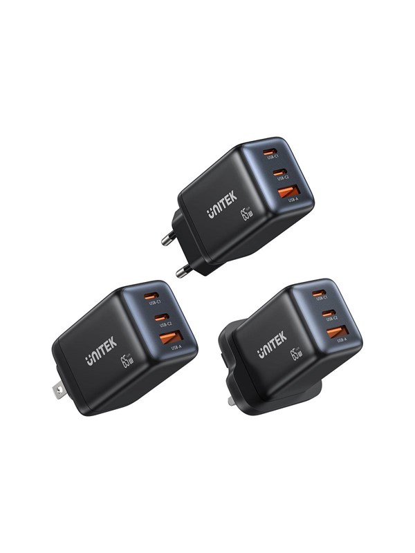 Unitek Zeno power adapter - 2 x USB-C USB - 65 watt