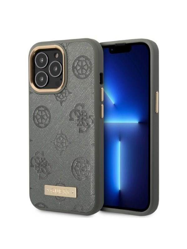 GUESS GUHMP13LSAPSTG iPhone 13 Pro / 13 6.1" grey/grey hardcase Peony Logo Plate MagSafe