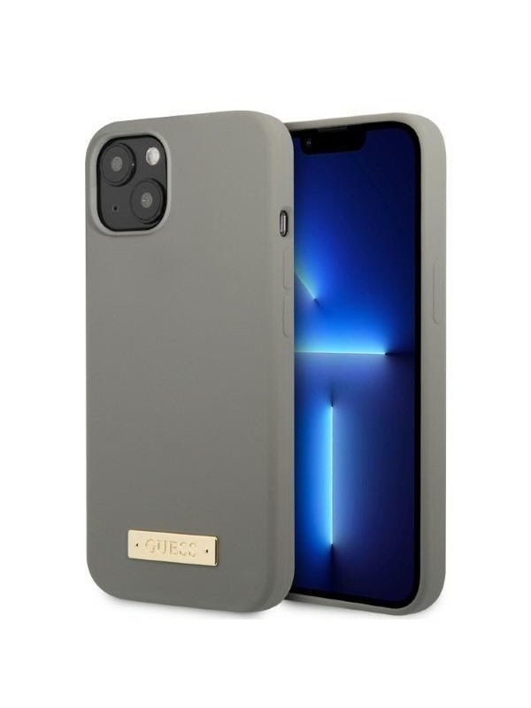 GUESS GUHMP13SSPLG iPhone 13 mini 5.4" grey/grey hard case Silicone Logo Plate MagSafe