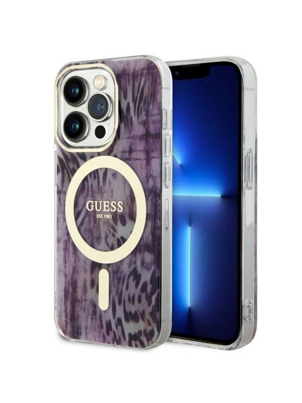 GUESS GUHMP14XHLEOPWP iPhone 14 Pro Max 6.7" pink/pink hardcase Leopard MagSafe