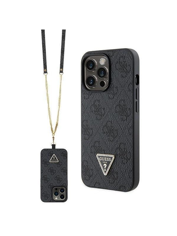 GUESS GUHCP13LP4TDSCPK Case for iPhone 13 Pro / 13 - Black Crossbody 4G Metal Logo
