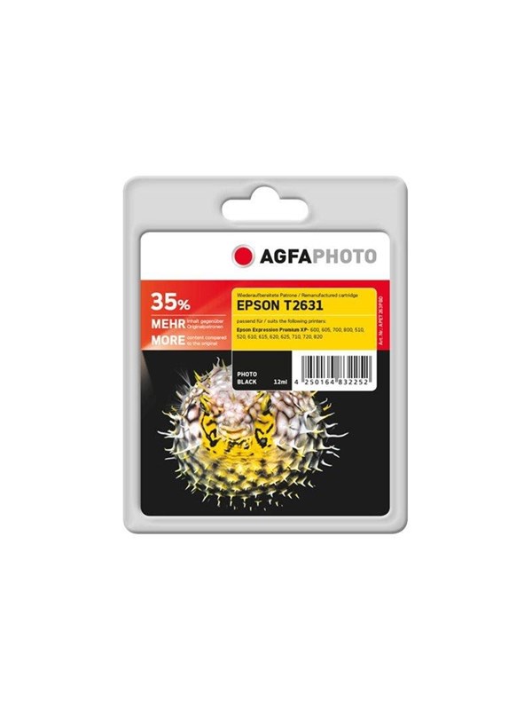 Agfa Photo - photo black - compatible - remanufactured - ink cartridge (alternative for: Epson 26XL Epson C13T26314010 Epson T2631)