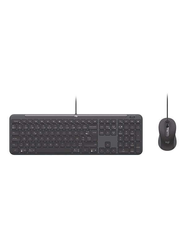 Logitech Signature Slim Wired Combo MK620 for Business - Keyboard and mouse set - Frans - Grijs