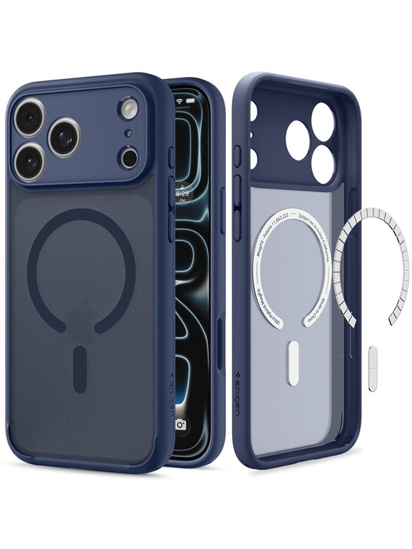 Spigen Hoesje Geschikt voor Apple iPhone 18 Pro Max / 17 Pro Max - Ultra Hybrid MagFit Case - Compatibel met MagSafe / Qi2 - Back Cover Frosted Blauw