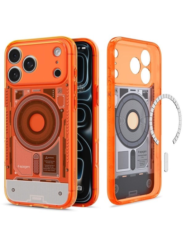 Spigen Hoesje Geschikt voor Apple iPhone 18 Pro / 17 Pro - Ultra Hybrid MagFit Case - Compatibel met MagSafe / Qi2 - Back Cover One Tangerine