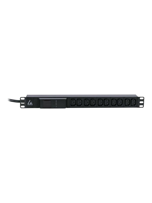 19" rackmount stekkerdoos, 3m, 16A met 10 x C13 stopcontacten en AMP-meter