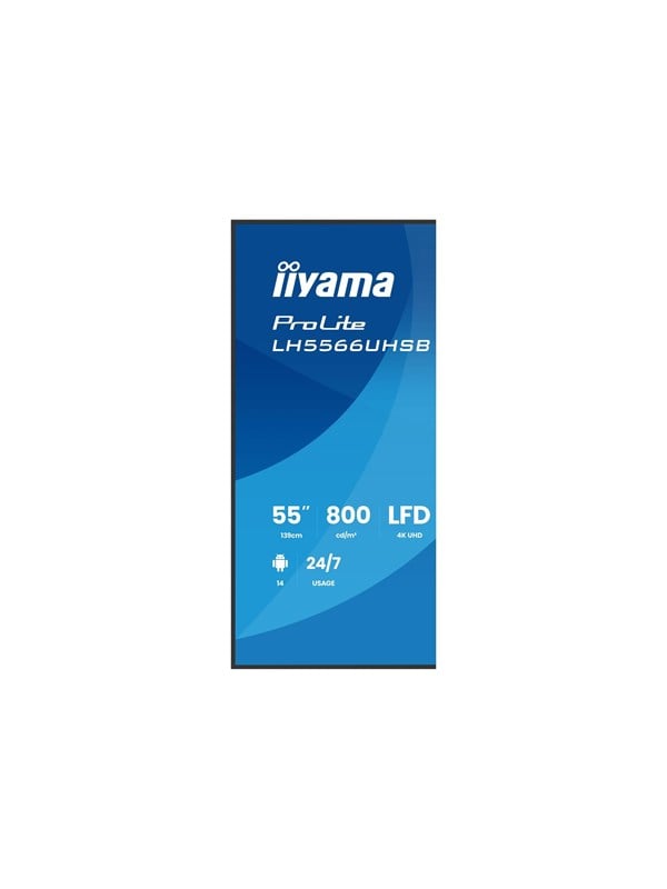 iiyama LH5566UHSB-B1AG beeldkrant Digitale signage flatscreen 139,7 cm (55) LCD Wifi 800 cd/m² 4K Ultra HD Zwart Type processor Android 24/7