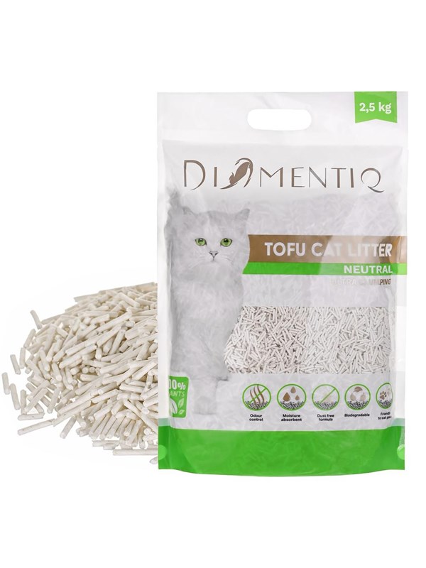 DIAMENTIQ Tofu Neutral Ultra clumping - plantaardige kattenbakvulling - 2.5 kg