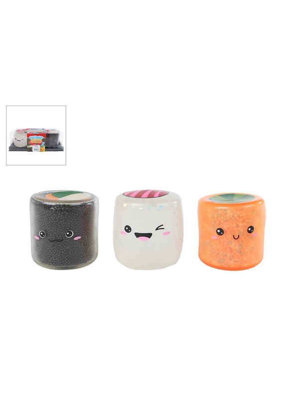 Van Manen squishy speelgoed sushi set - 3 stuks - stressbal.