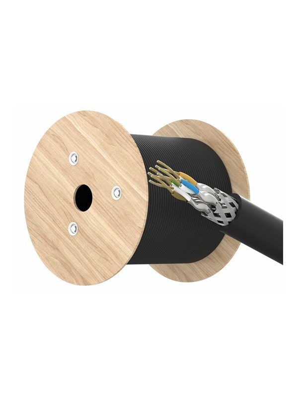 Lanview Cat6a HIGH-FLEX S/FTP buitennetwerkkabel 305m houten haspel, buis
