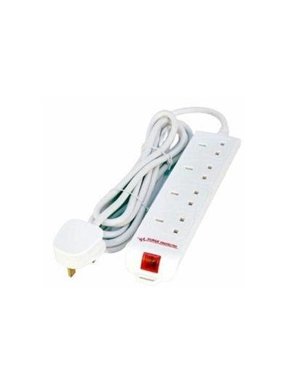 MicroConnect 4-weg stekkerdoos met overspanningsbeveiliging (VK-nummer) 5 meter, wit