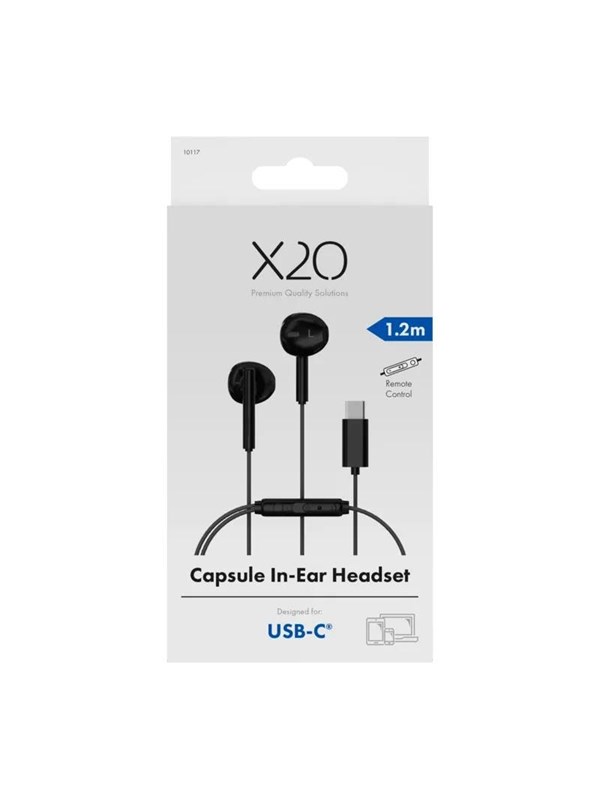 X2O USB-C Capsule In-Ear Headset 1.2m - Black