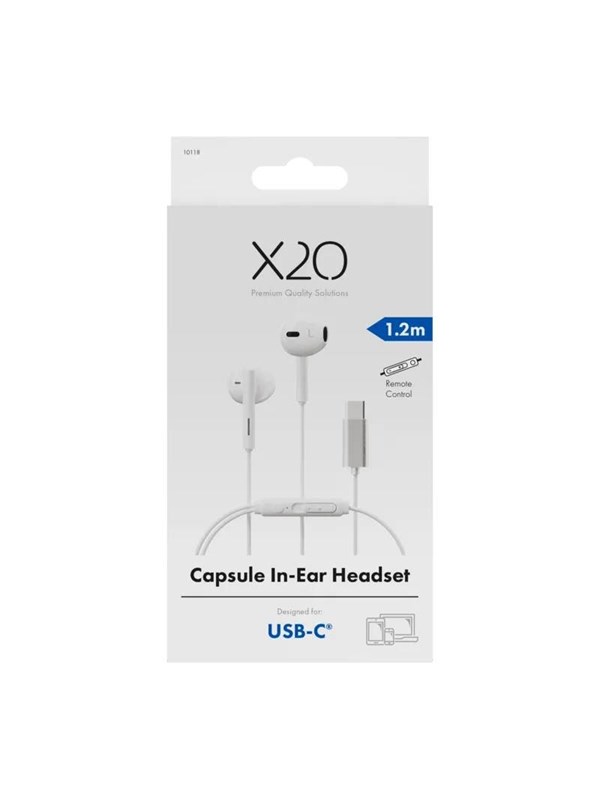 X2O USB-C Capsule In-Ear Headset 1.2m - White