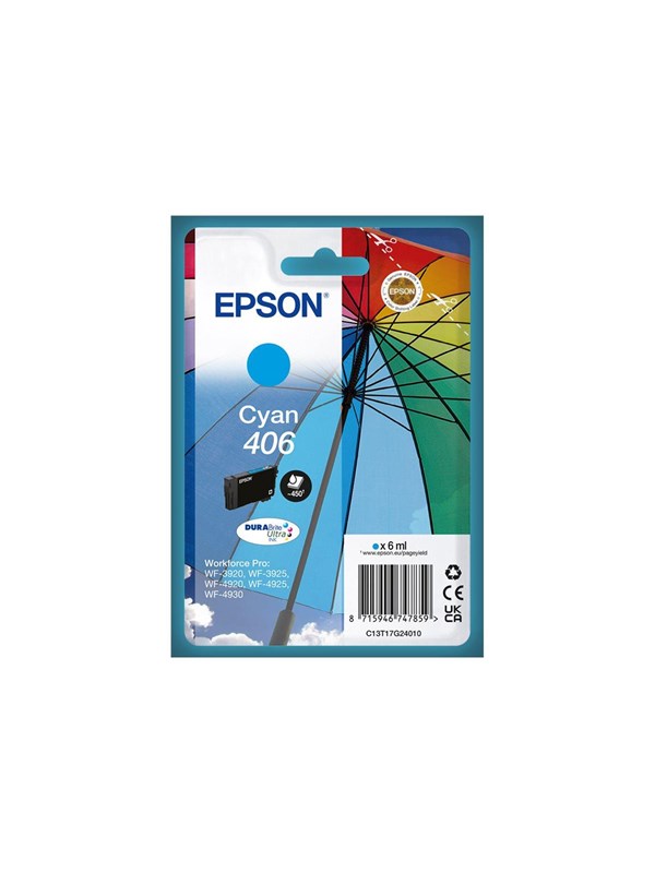 Epson 406 (T17G2) Inktcartridge Cyaan Normale capaciteit
