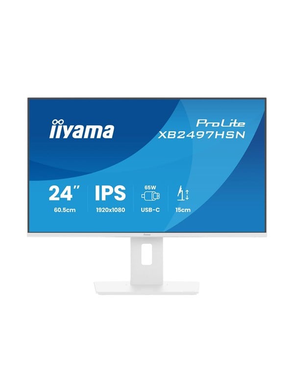iiyama ProLite XB2497HSN-W1 - 24 inch - Full HD - IPS - USB-Hub (4x) - verstelbaar - USB-C Dock - Wit