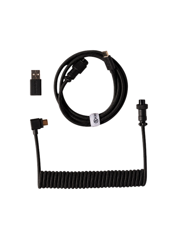 Keychron Gekrulde aviator USB 8K-kabel met haakse connector (Black) - Toetsenbordkabel - Zwart