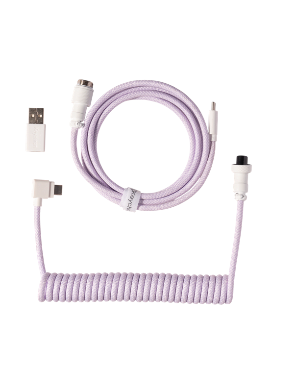 Keychron Gekrulde aviator USB 8K-kabel met haakse connector (Light Purple) - Toetsenbordkabel - Paars