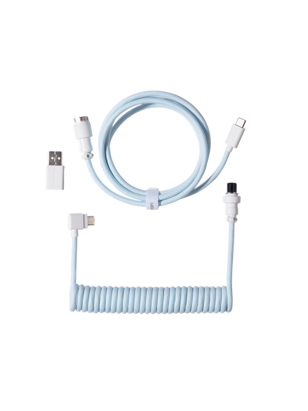 Keychron Gekrulde aviator USB 8K-kabel met haakse connector (Light Blue) - Toetsenbordkabel - Blauw