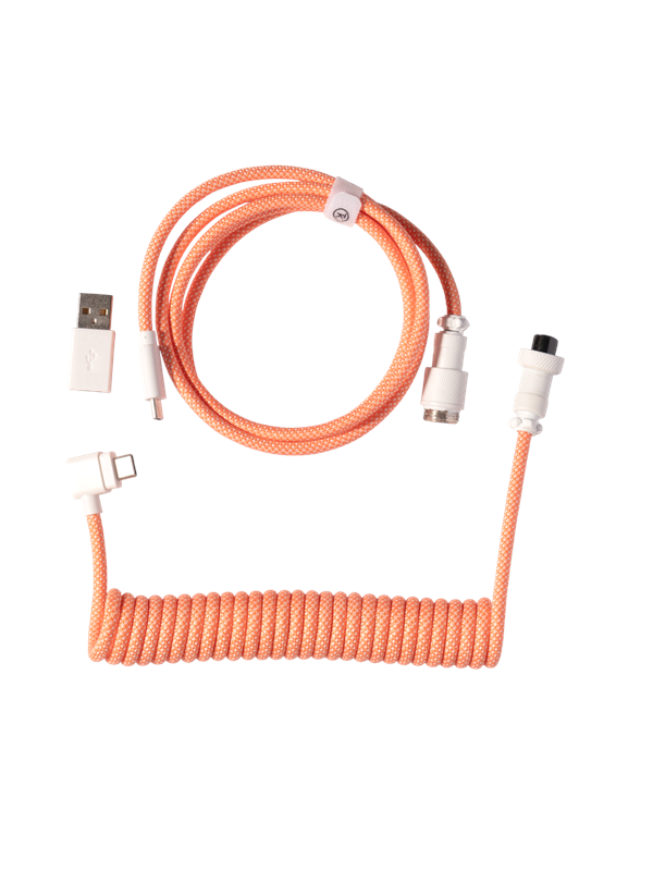 Keychron Gekrulde aviator USB 8K-kabel met haakse connector (Pink Orange) - Toetsenbordkabel - Roze
