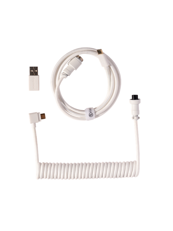 Keychron Gekrulde aviator USB 8K-kabel met haakse connector (White) - Toetsenbordkabel - Wit