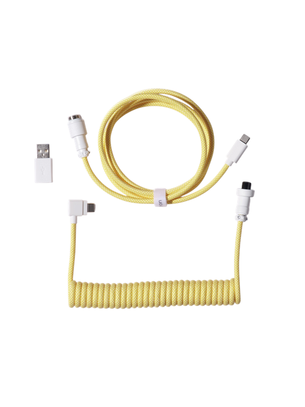Keychron Gekrulde aviator USB 8K-kabel met haakse connector (Yellow) - Toetsenbordkabel - Geel