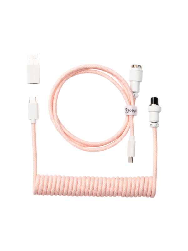 Keychron Gekrulde aviator USB 8K-kabel met rechte connector (Light Pink) - Toetsenbordkabel - Roze