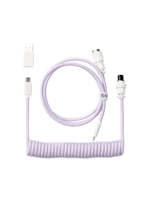 Keychron Gekrulde aviator USB 8K-kabel met rechte connector (Light Purple) - Toetsenbordkabel - Paars