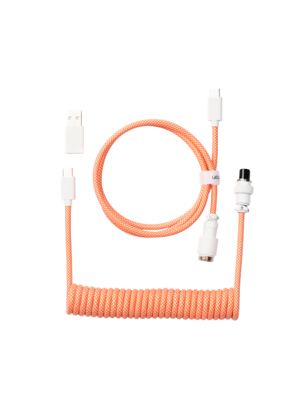 Keychron Gekrulde aviator USB 8K-kabel met rechte connector (Pink Orange) - Toetsenbordkabel - Roze