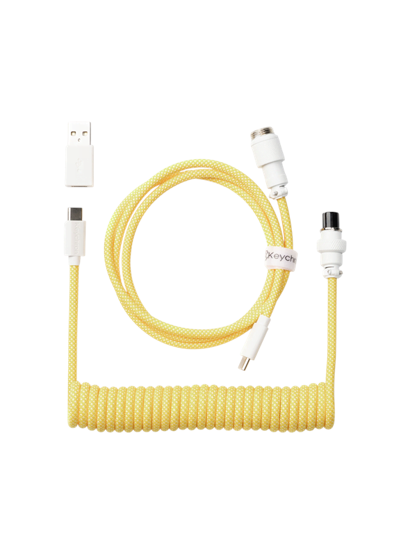 Keychron Gekrulde aviator USB 8K-kabel met rechte connector (Yellow) - Toetsenbordkabel - Geel