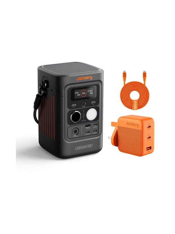 Jackery - Explorer 300D - Portable powerstation - draagbaar elektrisch station - 288 Wh batterij LFP - 2-in-1 kabel voor het dragen en opladen - 5 poorten USB-C/USB-A/CC 300 W - lichtgewicht zonne-generator voor buitenactiviteiten