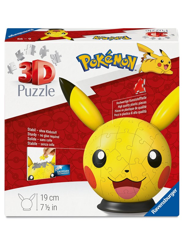 Ravensburger Pokémon Pikachu met Oren 3D Puzzelbal - 72 Stukjes - Vanaf 6 Jaar