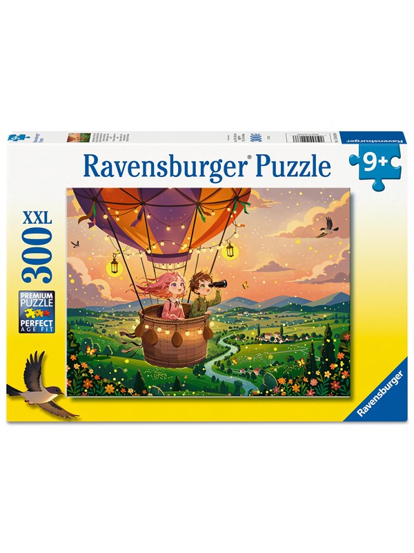 Ravensburger Cozy Sunset Sky Ride Puzzel 300 XXL Stukjes | Kinderpuzzel vanaf 9 Jaar | Fantasie & Luchtballon Avontuur