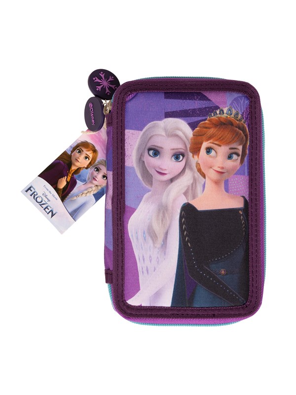 Frozen Filled double decker pencil case 300D rich nylon 19.5 x 12.5 x 4 cm.