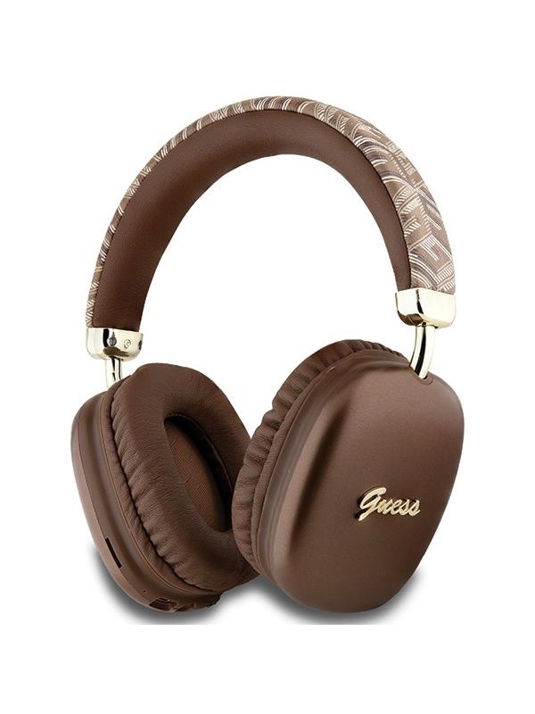 GUESS GCube Metallic Script Logo Bluetooth on-ear headphones - brown